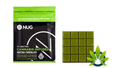 New NUG Cannabis-Infused Matcha White Chocolate Bar with Equal CBD and THC Levels Debuts